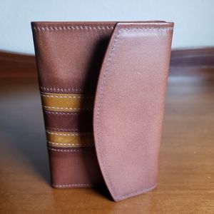 Hugo Bosca Genuine Leather Tri-Fold Pocket Card Wallet 6 Key Loop Holder